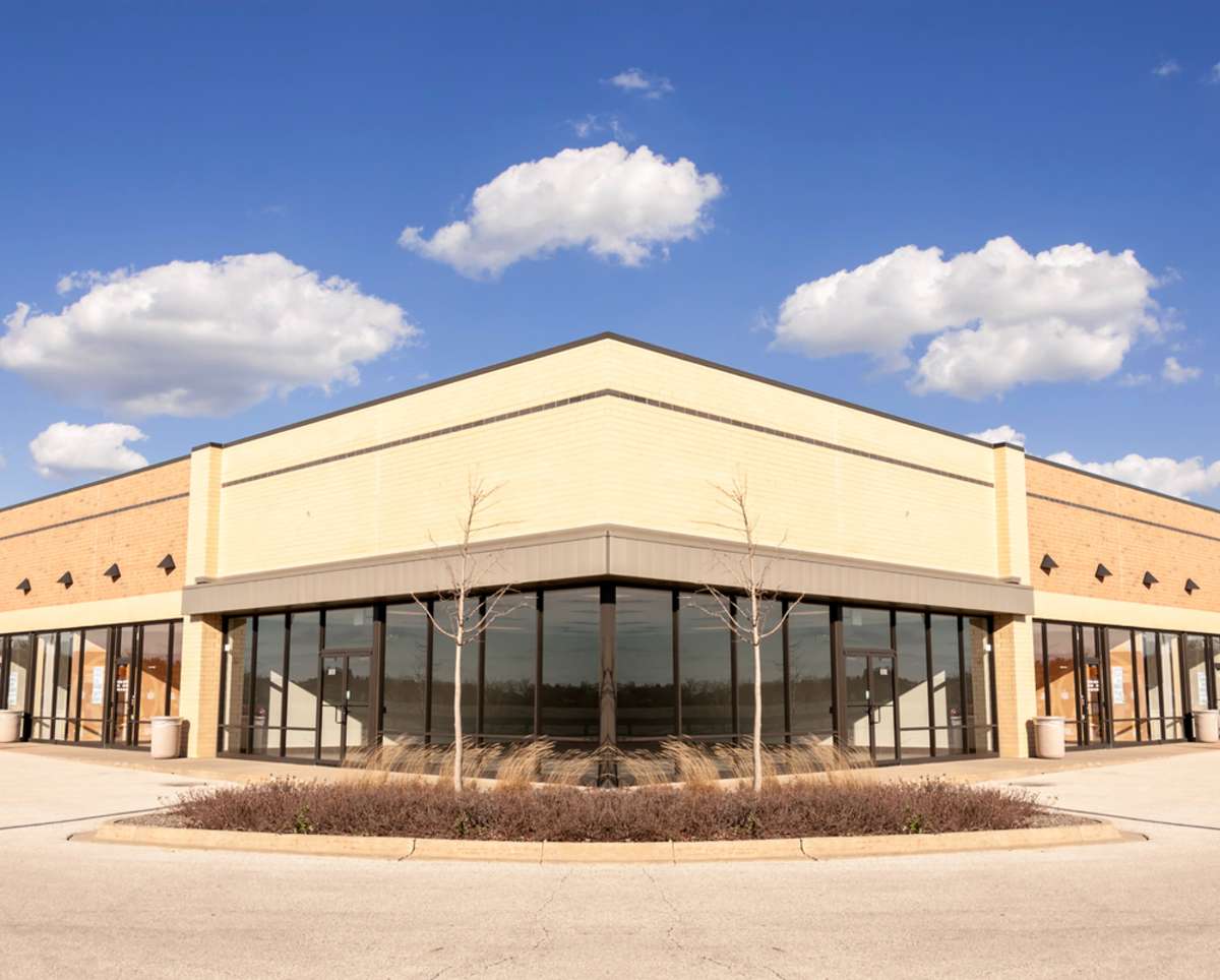 The exterior of a commercial building, real estate Chicago suburbs concept