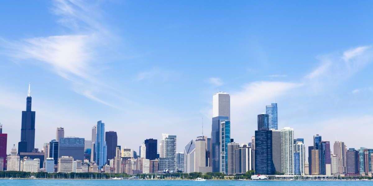 Chicago Skyline With Blue Clear Sky